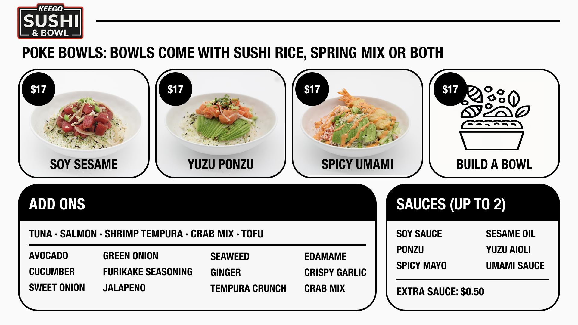 Poke Bowl Menu